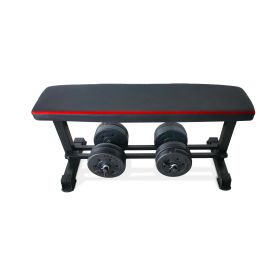 Flat Weight Bench & 50lb Vinyl Dumbbell Set Combo