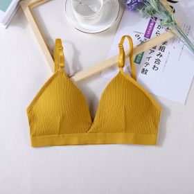 Women Yoga Sports Bras Triangle Cup Underwear Female Breathable Wrapped Tube Top Sexy Beauty Back Adjustable Sling Bra Vest (Color: Yellow)