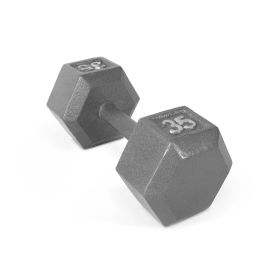 Multi-weight cast iron hexagonal dumbbell, single bar (size: 35lbs)