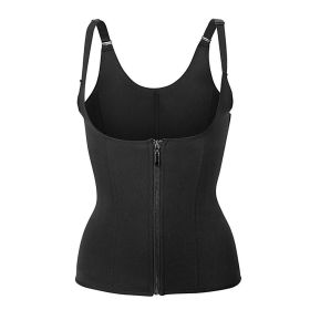 Zippered Waist Trainer Corset with Adjustable Straps (size: M)