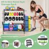 Yoga mat holder, yoga mat storage rack, home gym storage strap hook and wheels black